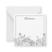 Stilvolle Script Floral Sketch Note Card