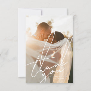 Stilvolle Script-Foto Hochzeit Danke-Card Dankeskarte