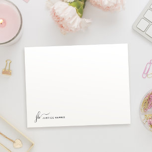 Stilvolle Script Monogram Personalisiert Stationer Mitteilungskarte