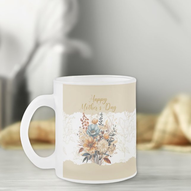 Stilvolle Script Mother's Day Beige Floral Mattglastasse (Von Creator hochgeladen)