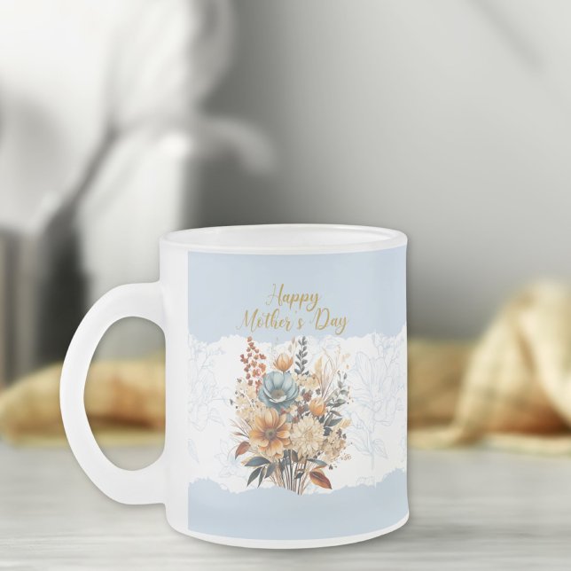 Stilvolle Script Mother's Day Blue Floral Mattglastasse (Von Creator hochgeladen)