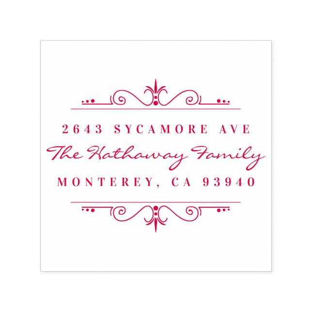 Stilvolle Script & Ornament Family Rücksendeadress Permastempel (Design)