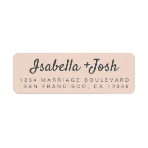 Stilvolle Script Peach Dust Wedding Rücksendeadres