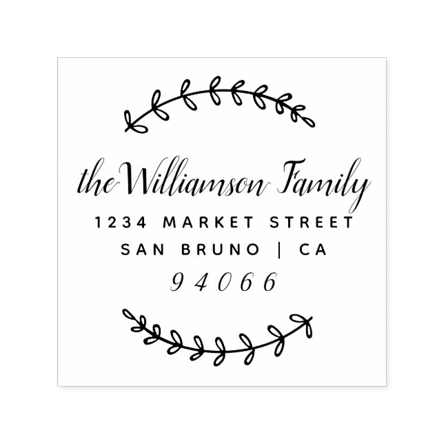 Stilvolle Script & Rustic Branches Rücksendeadress Permastempel (Design)