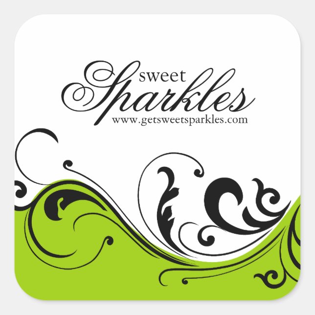 Stilvolle Scroll Packaging Stickers (Vorderseite)