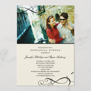 Stilvolle Scrolls Probe Dinner /Polterabend Einladung