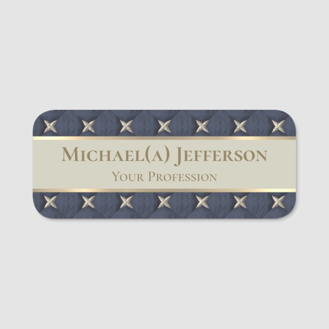 Stilvolle Seven Stars Luxury Gold Blue & Einzigart Namensschild (Vorderseite)