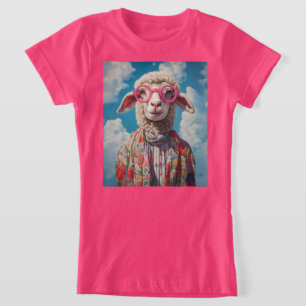 Stilvolle Sheep Pink Brille floral AtReifen Blue S T-Shirt