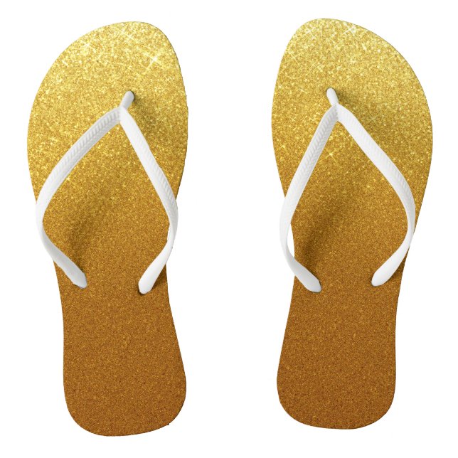 Stilvolle Shimmering Gold Glitzer & Glam Flip Flops (Fußbett)