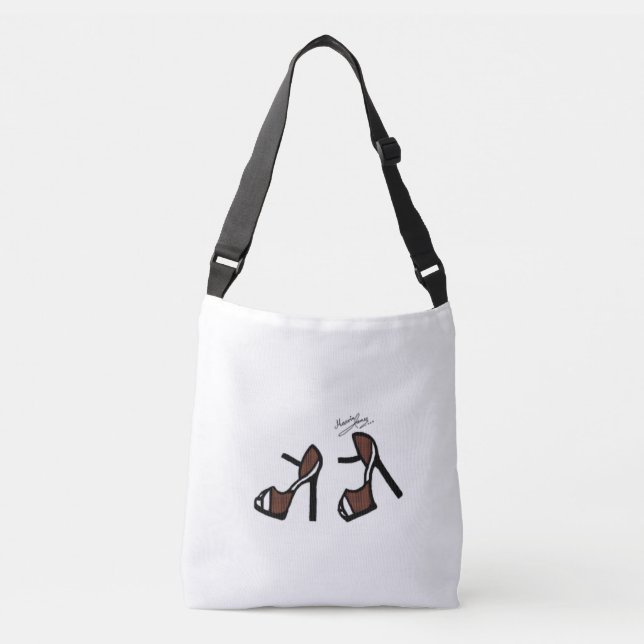 Stilvolle Shoe Print - Cinnamon Kariert Tragetaschen Mit Langen Trägern (Vorderseite)