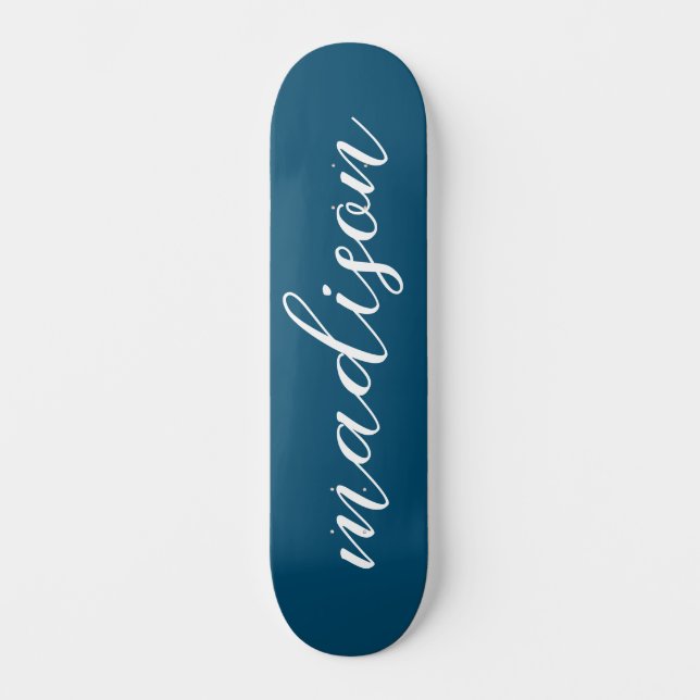 Stilvolle Signatur einfache Navy Blue Mit Monogram Skateboard (Vorderseite)