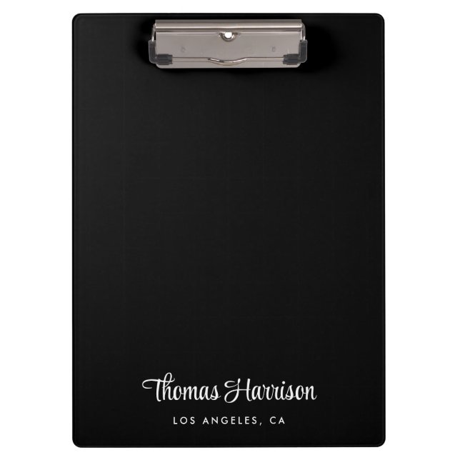 Stilvolle Signatur-Script Monogram Black Klemmbrett (Vorderseite)