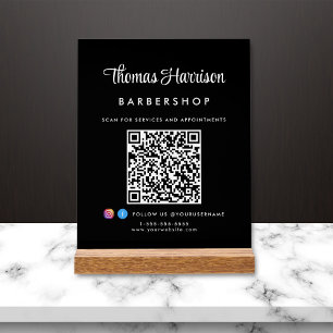 Stilvolle Signatur Script QR Code Business Black Acrylschild
