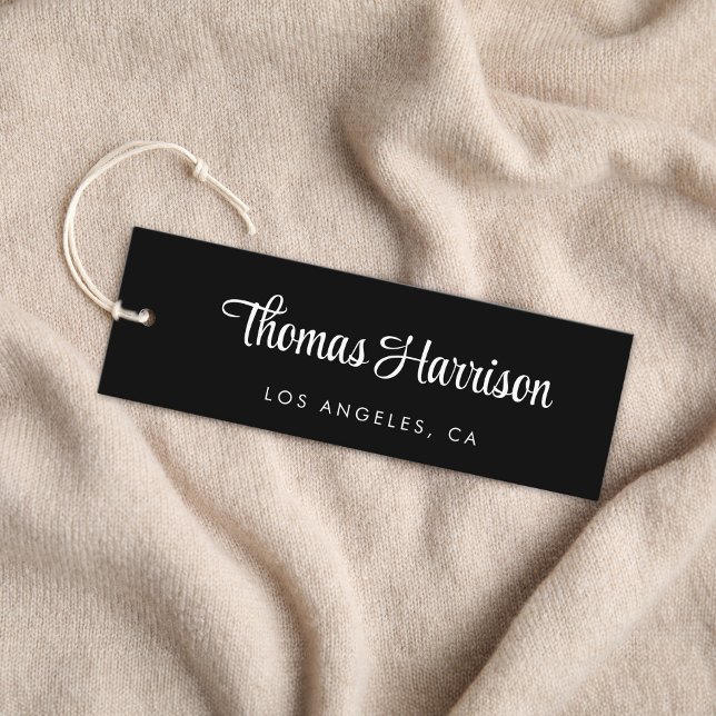 Stilvolle Signature Script Black Hang Tag (Empower your name in our signature script as your logo and brand identity)