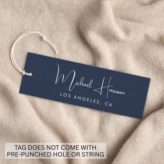 Stilvolle Signature Script Blue Hang Tag (Empower your name in our signature script as your logo and brand identity)