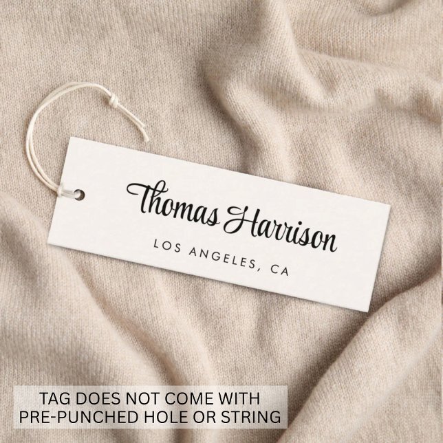 Stilvolle Signature Script QR Code Cream Hang Tag (Empower your name in our signature script as your logo and brand identity)