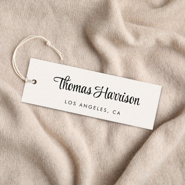 Stilvolle Signature Script QR Code Cream Hang Tag (Empower your name in our signature script as your logo and brand identity)