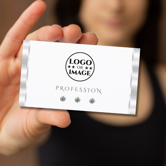 Stilvolle silberweiße glänzende Diamanten mit Logo Visitenkarte (Von Creator hochgeladen)