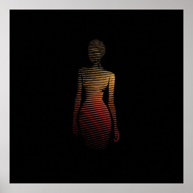 Stilvolle Silhouette der Frau - Kunst der glänzend Poster (Vorne)