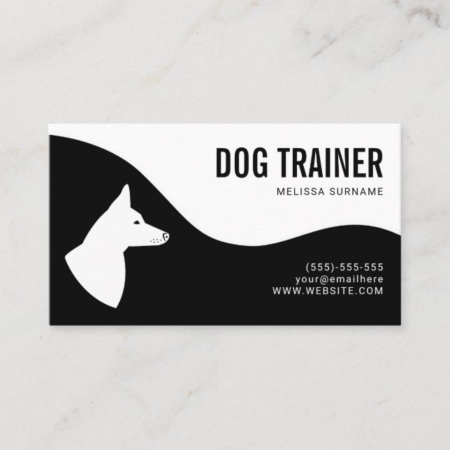 Stilvolle Silhouette Dog Trainer für Schwarze & We Visitenkarte (Vorderseite)