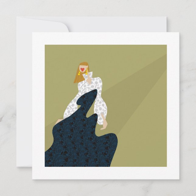 Stilvolle Silhouette Glam Mode Art Karte (Vorderseite)