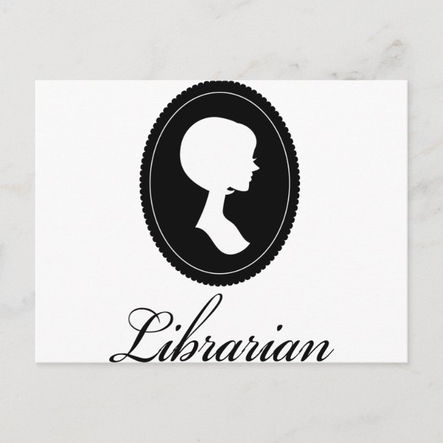 Stilvolle Silhouette Librarian Gift Postkarte (Vorderseite)