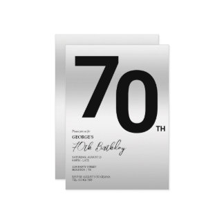 Stilvolle Silver 70. Geburtstagsparty Einladung