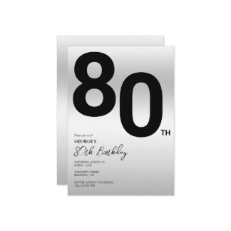 Stilvolle Silver 80. Geburtstagsparty Einladung