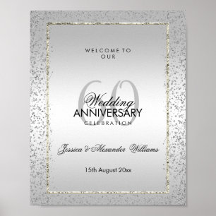 Stilvolle Silver Confetti 60. Diamant Wedding Poster