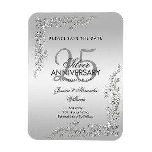 Stilvolle Silver Decoration 25. Hochzeitstag Magnet