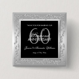 Stilvolle Silver Diamonds 60. Hochzeit Button