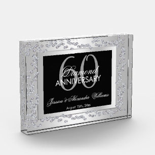 Stilvolle Silver Diamonds 60. Hochzeit Fotoblock