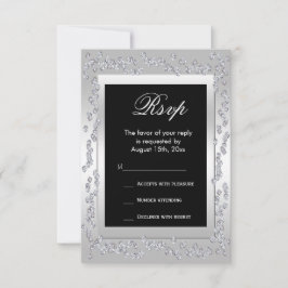 Stilvolle Silver Diamonds 60. Wedding RSVP Karte