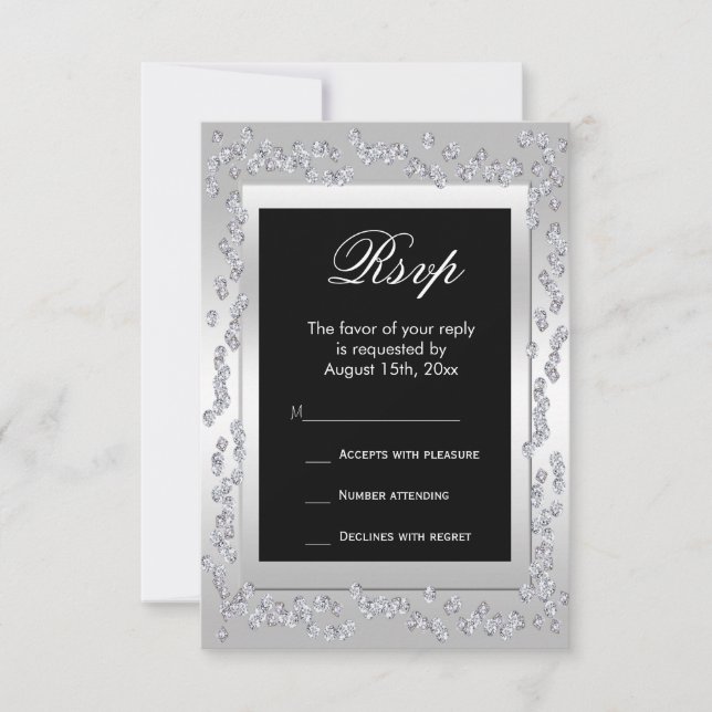 Stilvolle Silver Diamonds 60. Wedding RSVP Karte (Vorderseite)