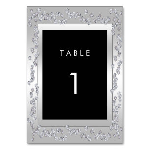 Stilvolle Silver Diamonds 60. Wedding Tischnummer