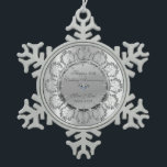 Stilvolle Silver Floral Wirbel Hochzeitstag Schneeflocken Zinn-Ornament<br><div class="desc">Elegante silberne florale Wirbel 50. Hochzeitstag Schmuck.</div>