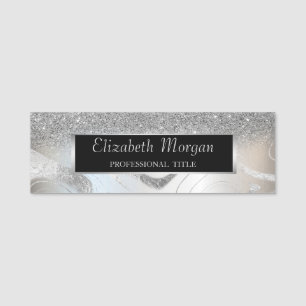 Stilvolle Silver Glitzer Frame Namensschild