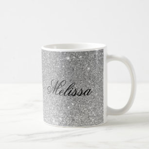 Stilvolle Silver Glitzer kundenspezifische Tasse