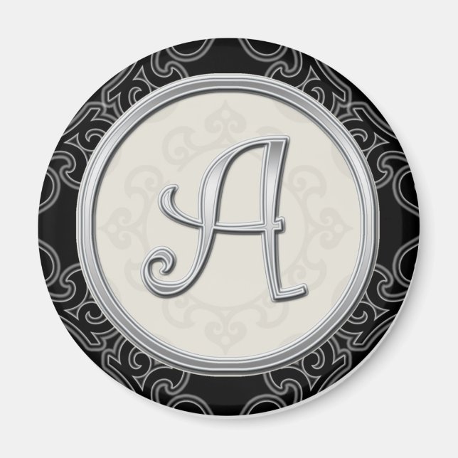 Stilvolle Silver Monogram Initial A Magnet (Vorne)