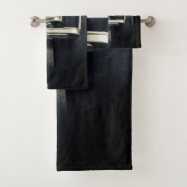 Stilvolle Silver Stirrups auf English Riding Saddl Badhandtuch Set