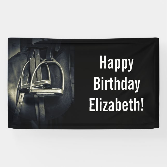 Stilvolle Silver Stirrups auf English Riding Saddl Banner (Horizontal)