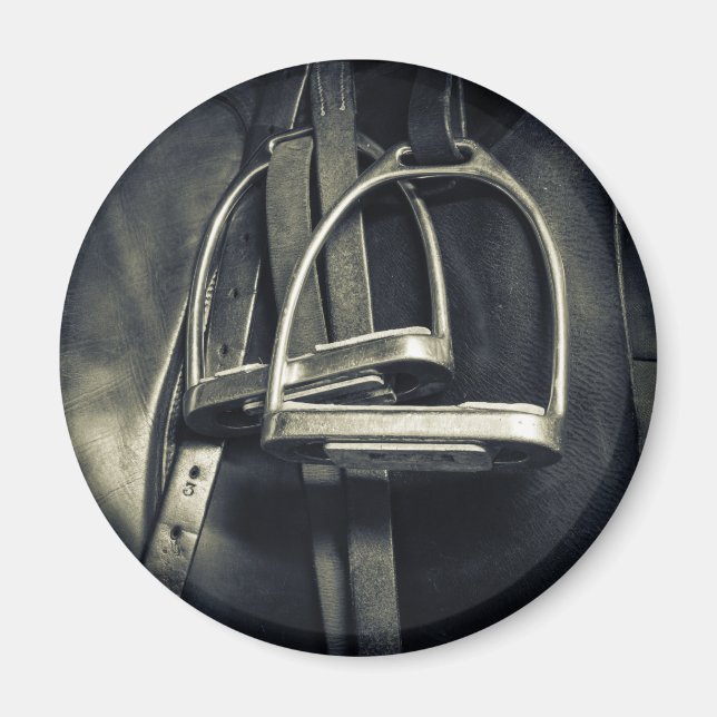 Stilvolle Silver Stirrups auf English Riding Saddl Magnet (Vorne)