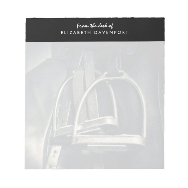 Stilvolle Silver Stirrups auf English Riding Saddl Notizblock (Vorderseite)