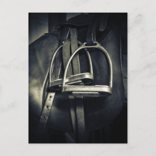 Stilvolle Silver Stirrups auf English Riding Saddl Postkarte