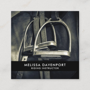 Stilvolle Silver Stirrups auf English Riding Saddl Quadratische Visitenkarte