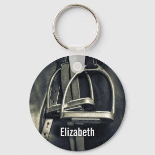 Stilvolle Silver Stirrups auf English Riding Saddl Schlüsselanhänger