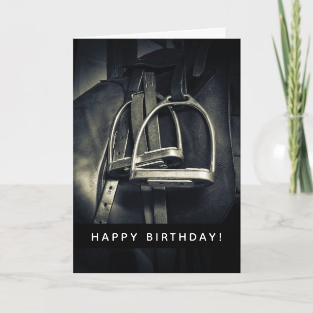 Stilvolle Silver Stirrups zum Geburtstag Karte (Vorderseite)