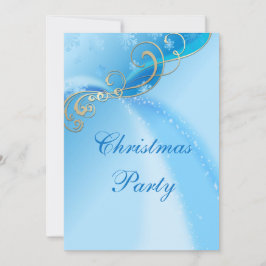 Stilvolle Silver Wirbel & Blue Snowflake Glitzern Einladung