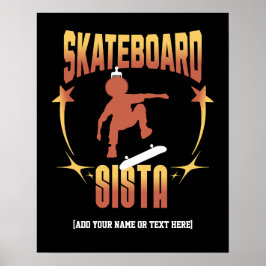 Stilvolle SKATEBOARD SISTA Afro Skateboarding Cust Poster