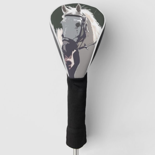 Stilvolle Skizze für das Weiße Pferd Golf Headcover (Vorderseite)